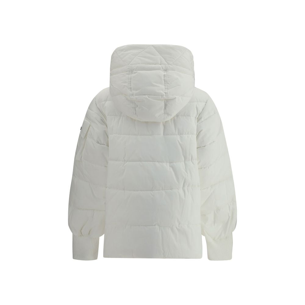 White Polyester Full-Length Jacket