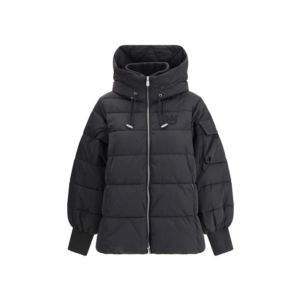 Black Polyester Full-Length Jacket