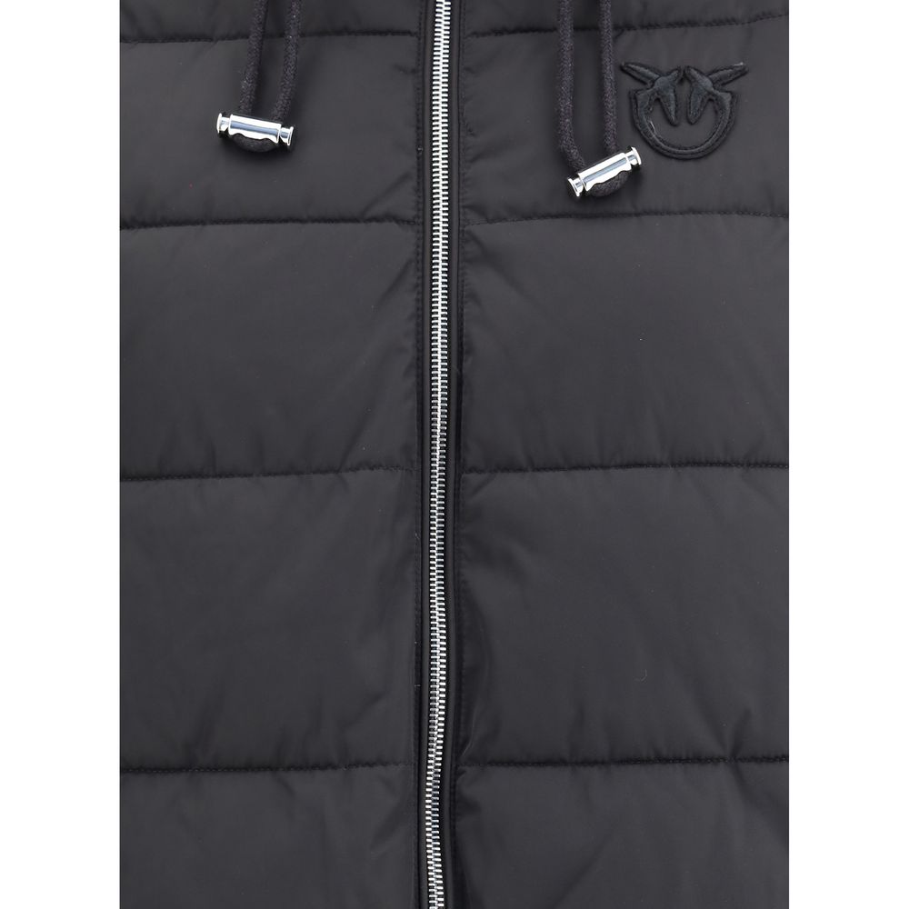 Black Polyester Full-Length Jacket