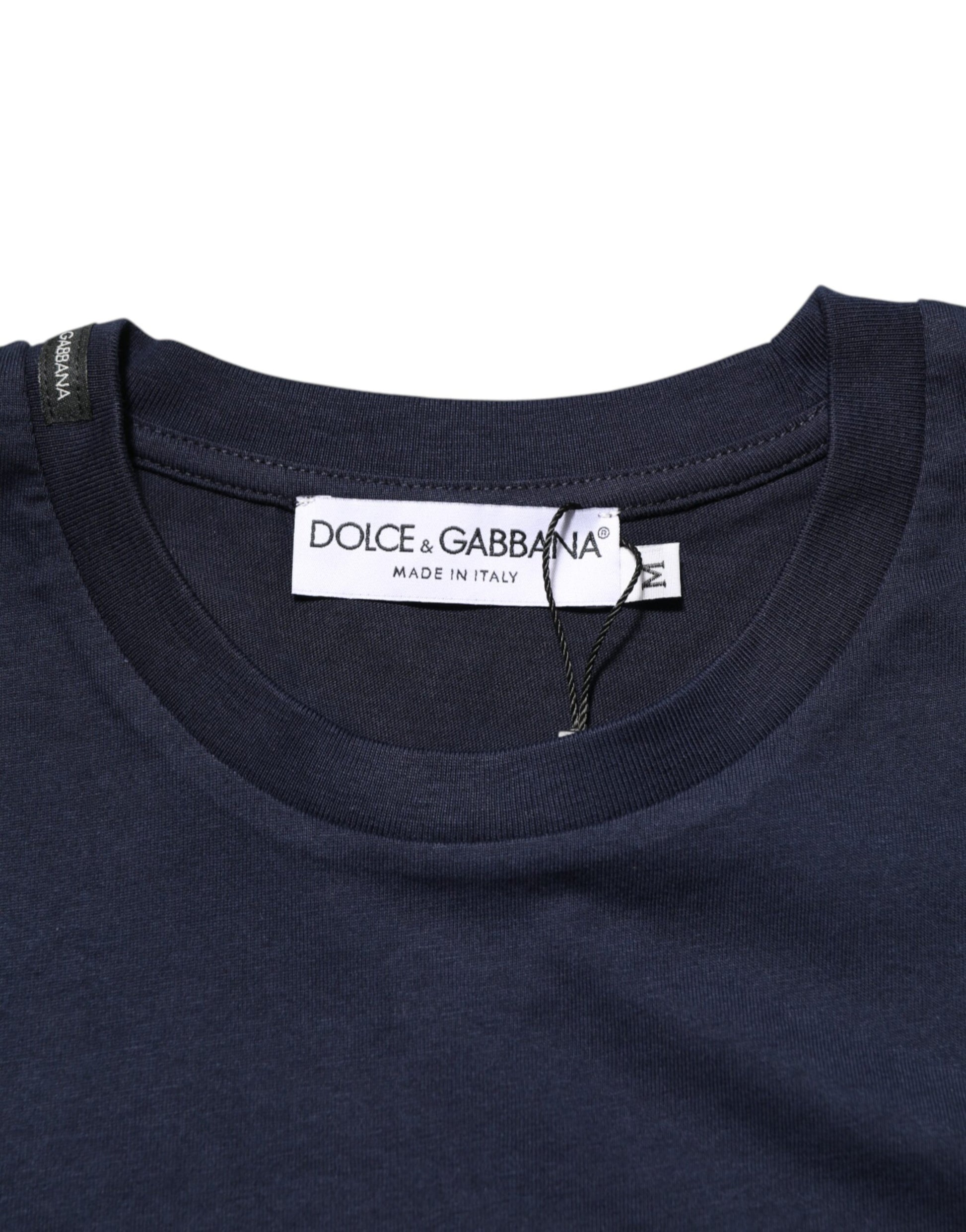 Dark Blue Cotton DG Logo Print Men’s Top T-shirt