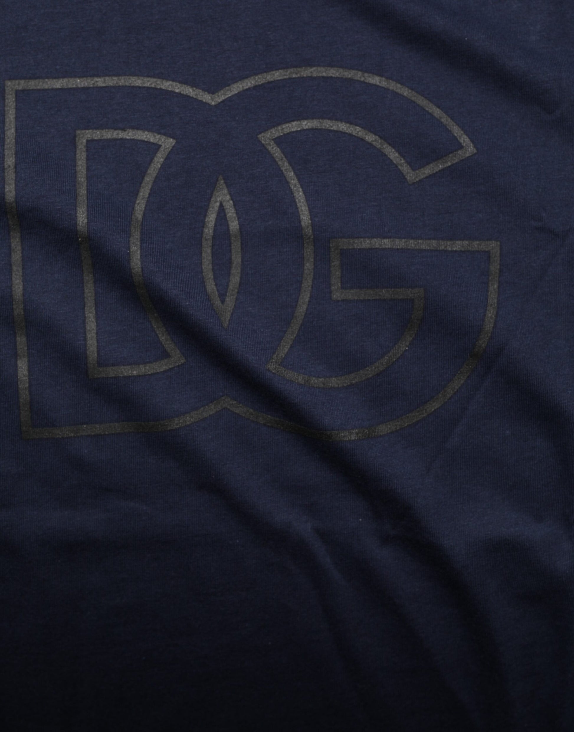 Dark Blue Cotton DG Logo Print Men’s Top T-shirt