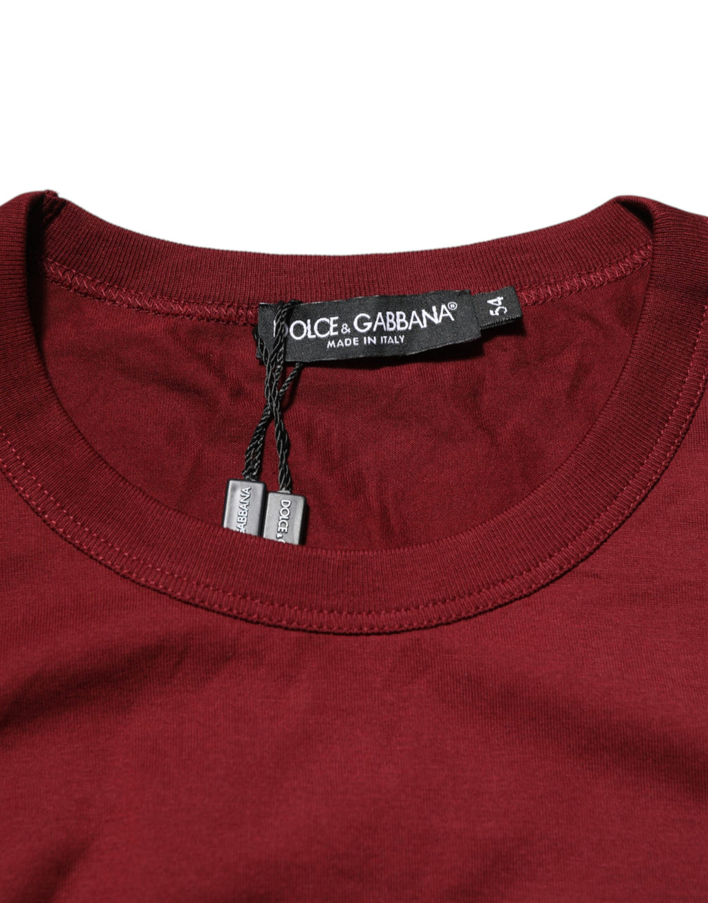 Bordeaux Red Cotton Crest Logo Patch T-Shirt