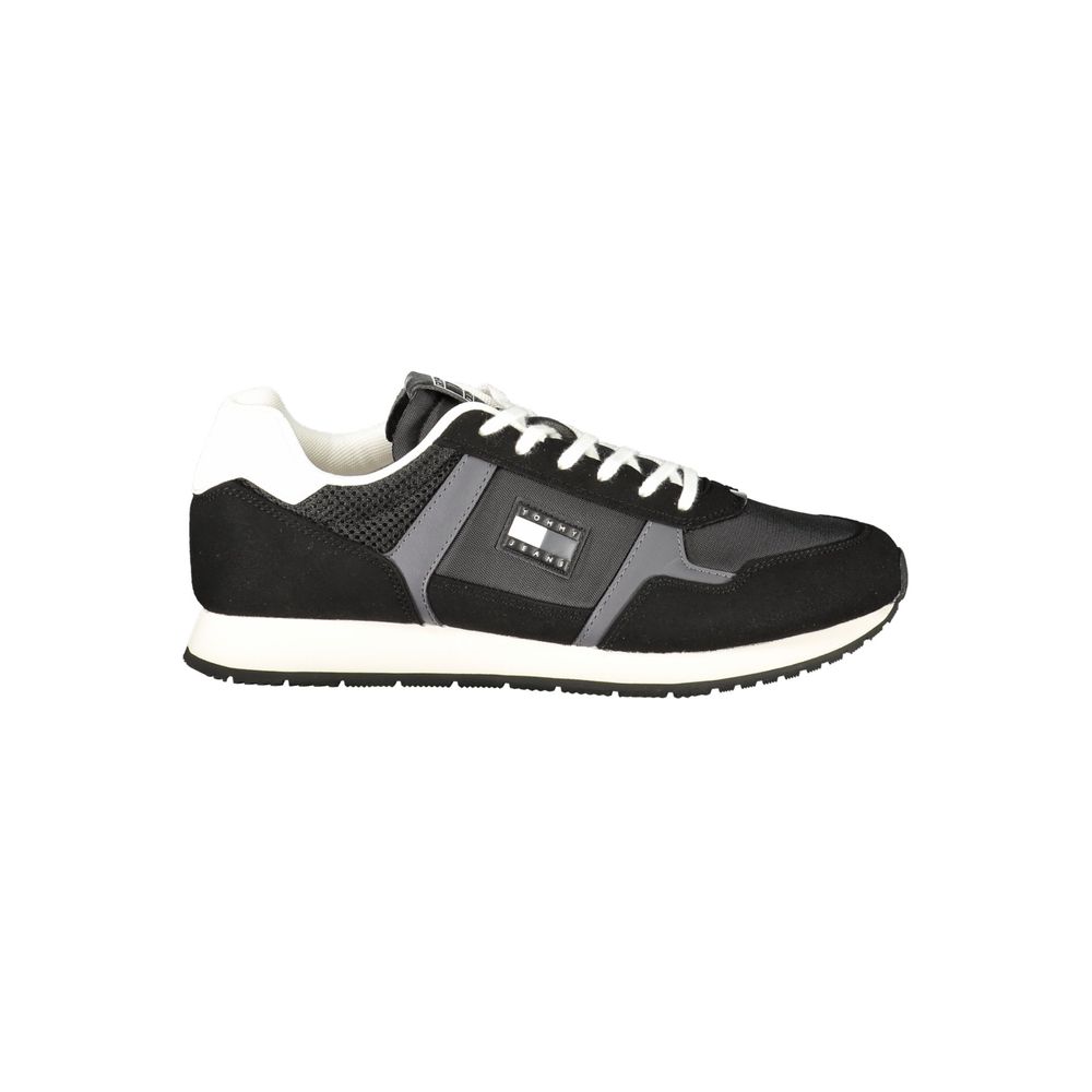 Black Polyester Men Sneaker