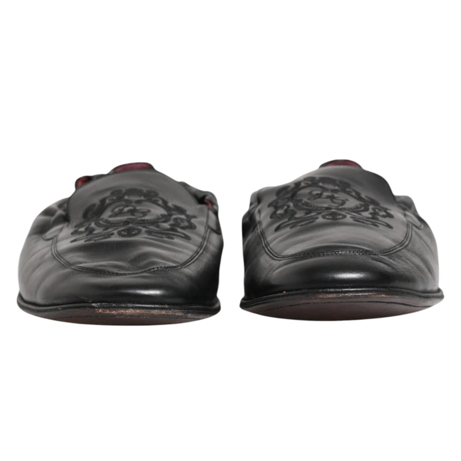 Black Leather Slip On Men Flat Loafers Shoes