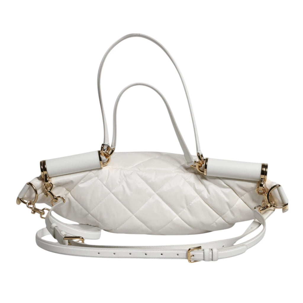 White Quilted Logo 90's Sicily Belt Waist Fanny Pack Bag