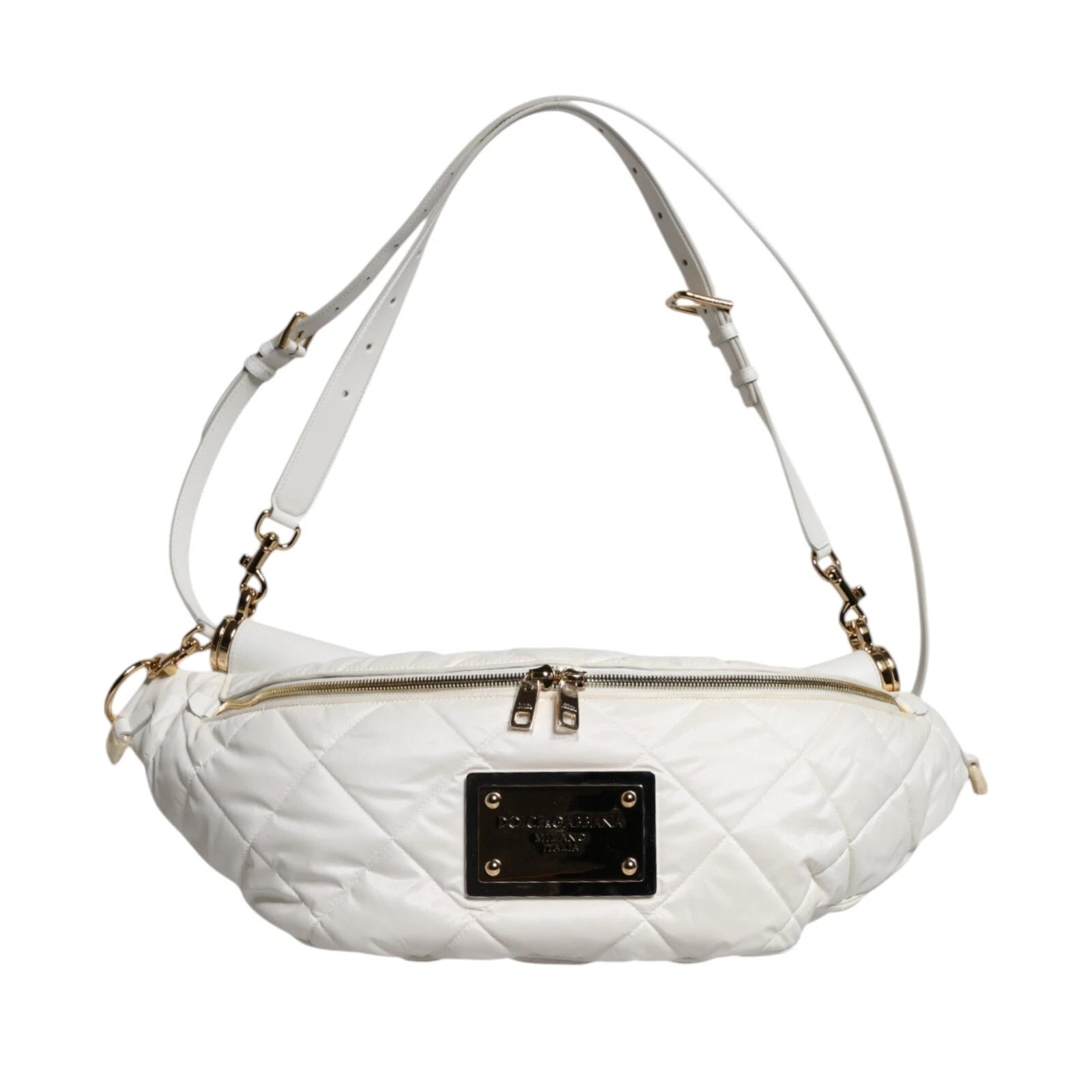 White Quilted Logo 90's Sicily Belt Waist Fanny Pack Bag