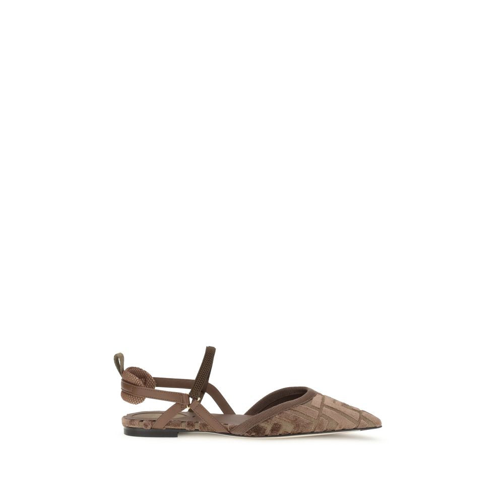 Brown Polyamide Ballet Flats