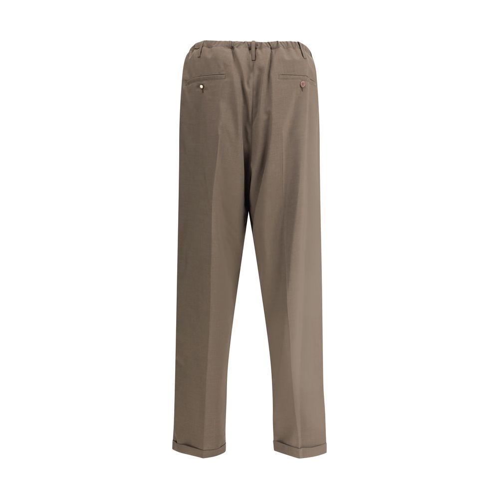 Brown Polyester Casual Pants
