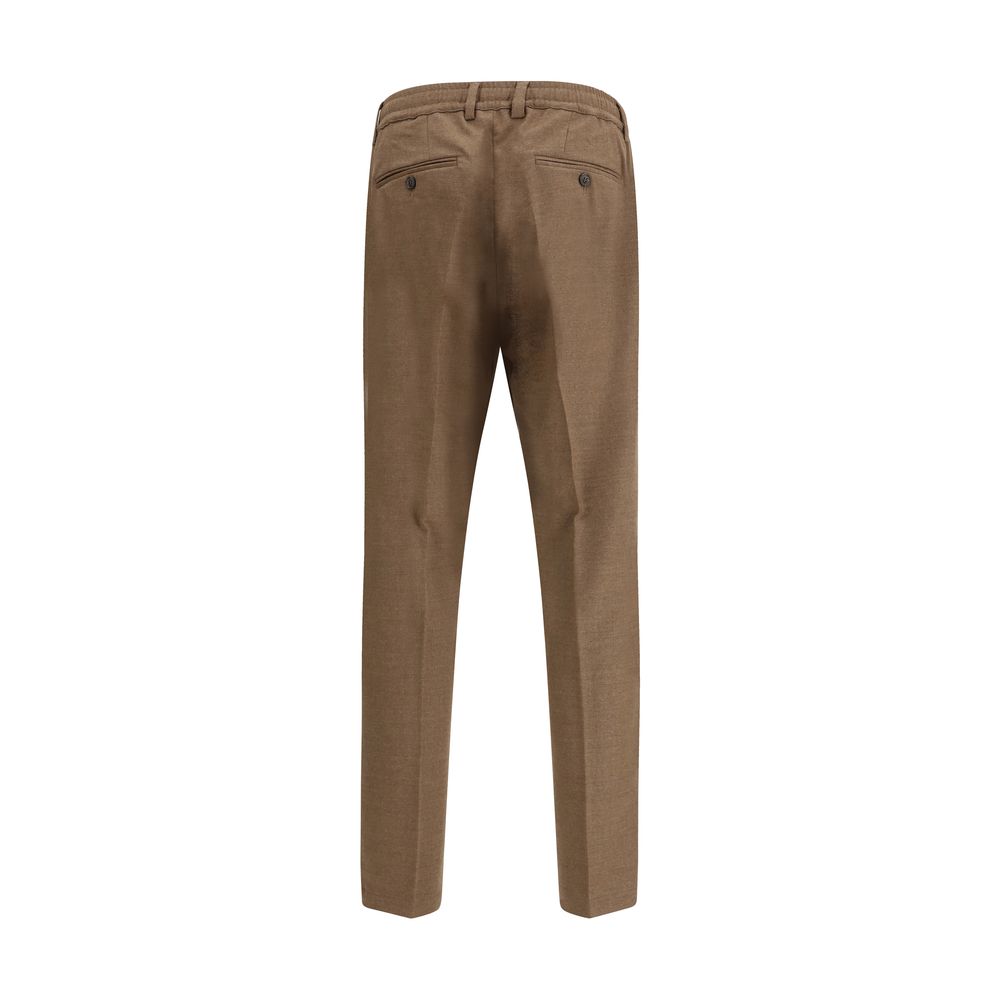 Brown Fleece Wool Casual Pants