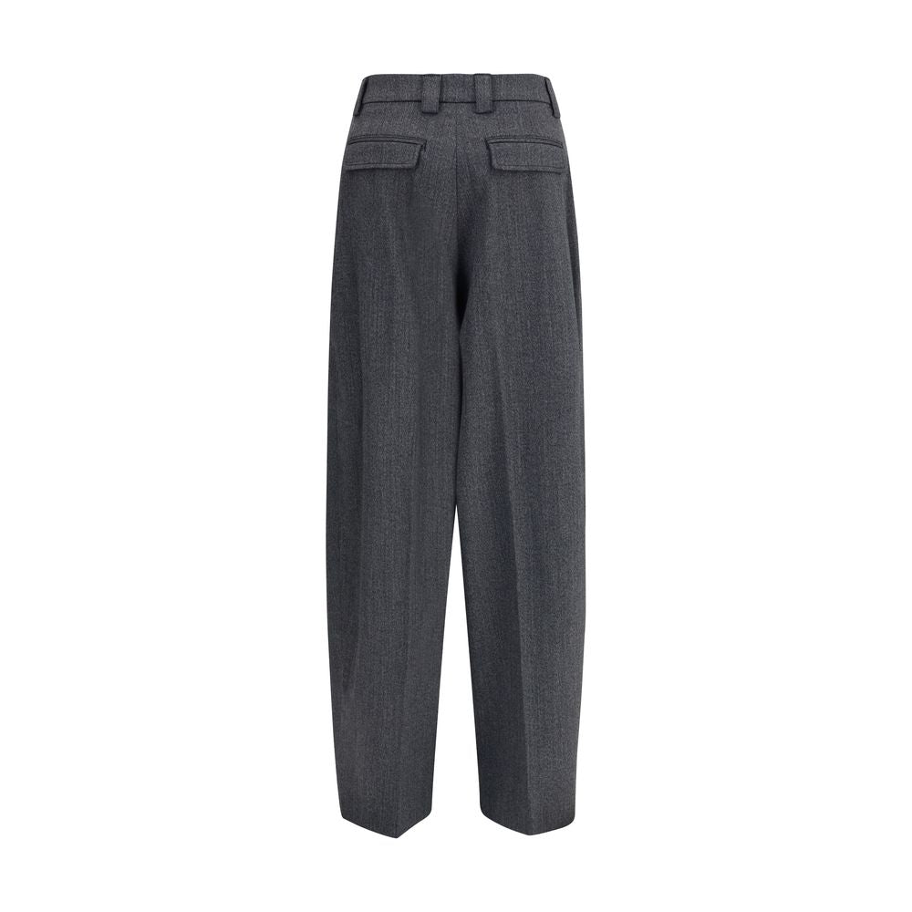 Gray Polyester Casual Pants