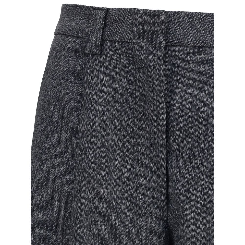 Gray Polyester Casual Pants