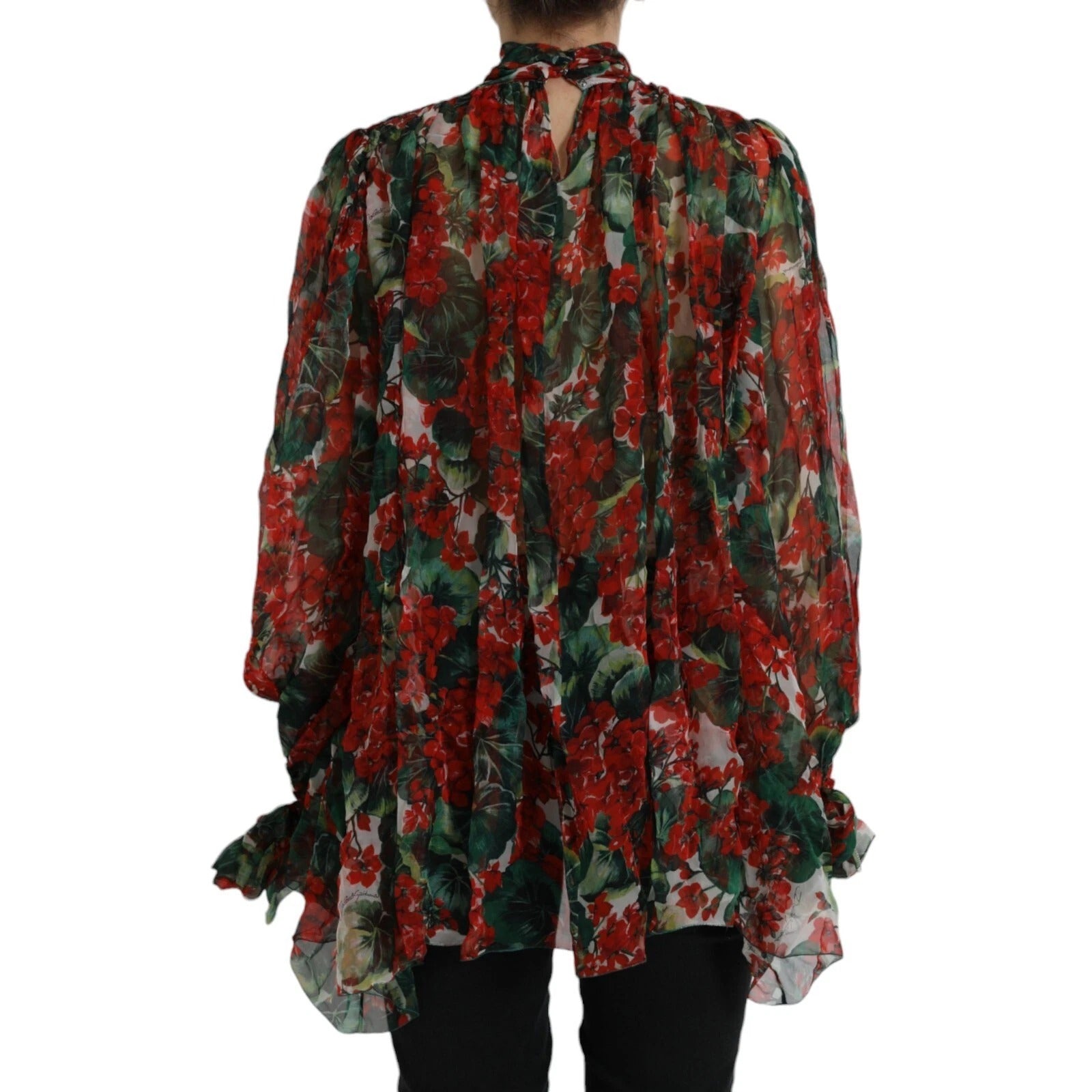 Multicolor Floral Silk Collar Blouse
