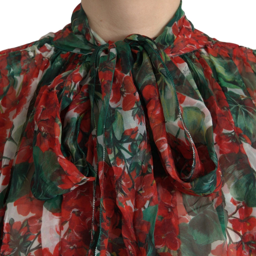 Multicolor Floral Silk Collar Blouse