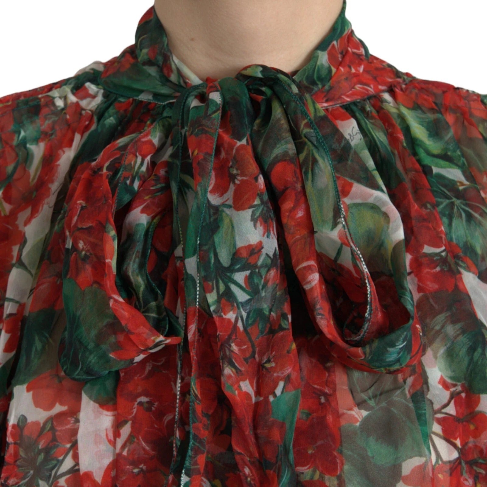 Multicolor Floral Silk Collar Blouse