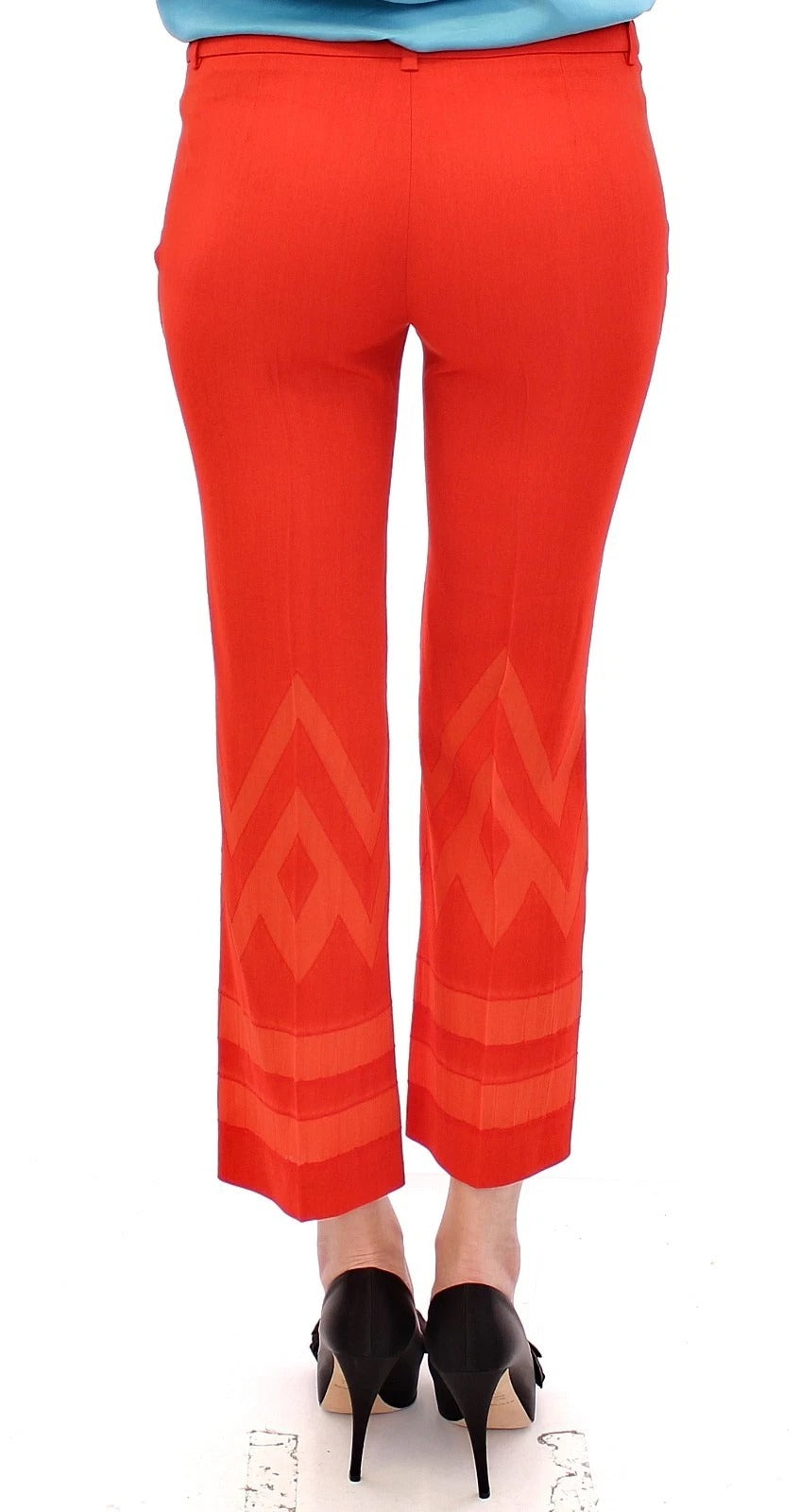 Red Pants Cropped 3/4 Short Nude Capri Pants