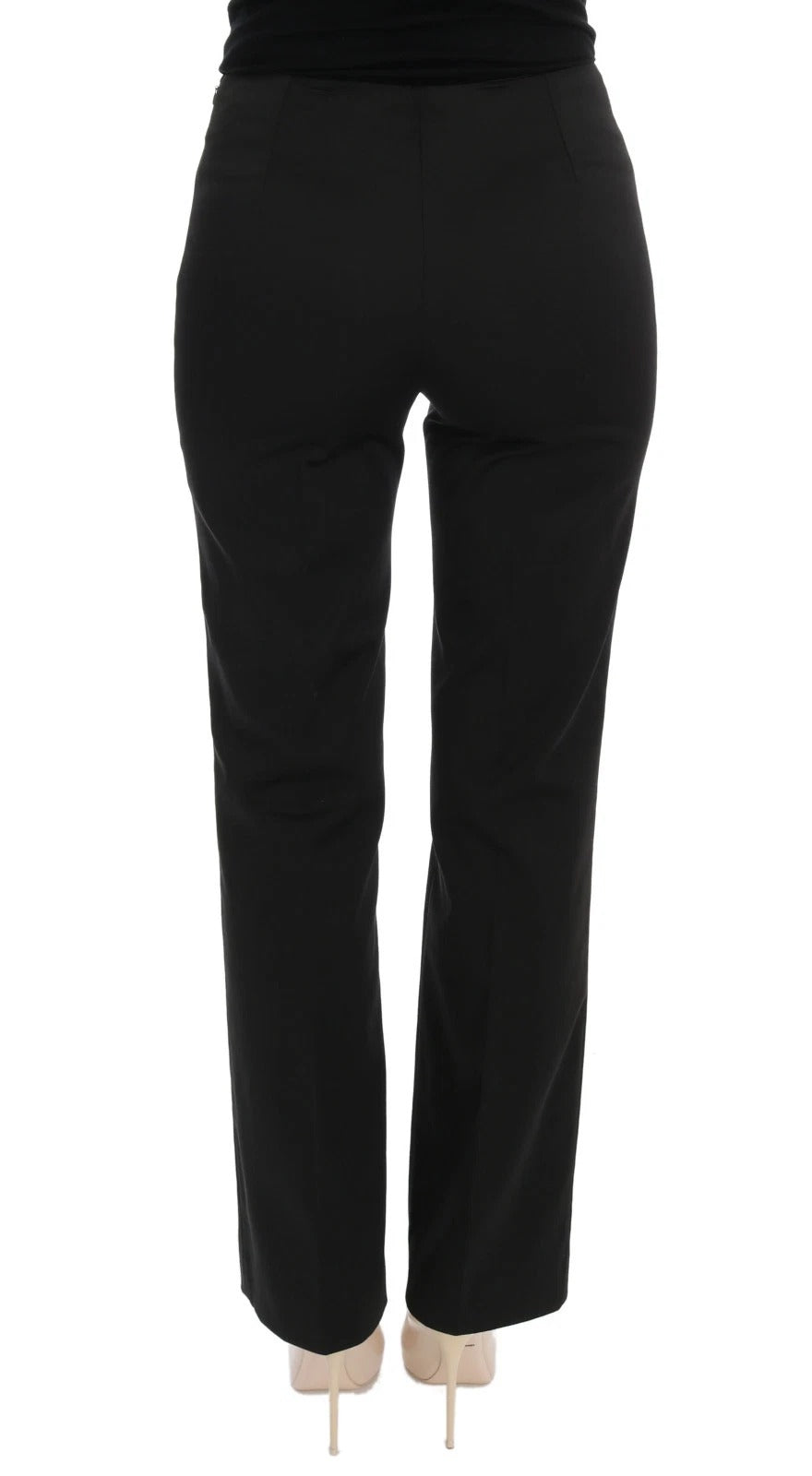 Black Stretch Straight Fit Dress Trousers Pants
