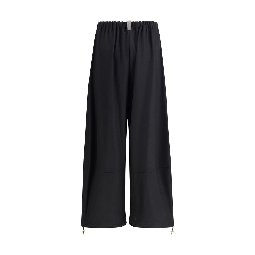 Black Fleece Wool Casual Pants