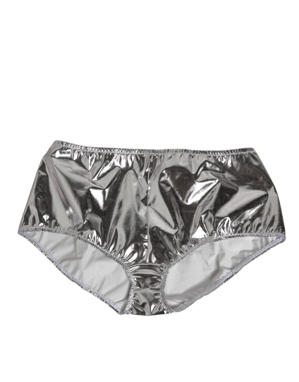 Silver Metallic High Waist Bikini Bottom Women  Underwear