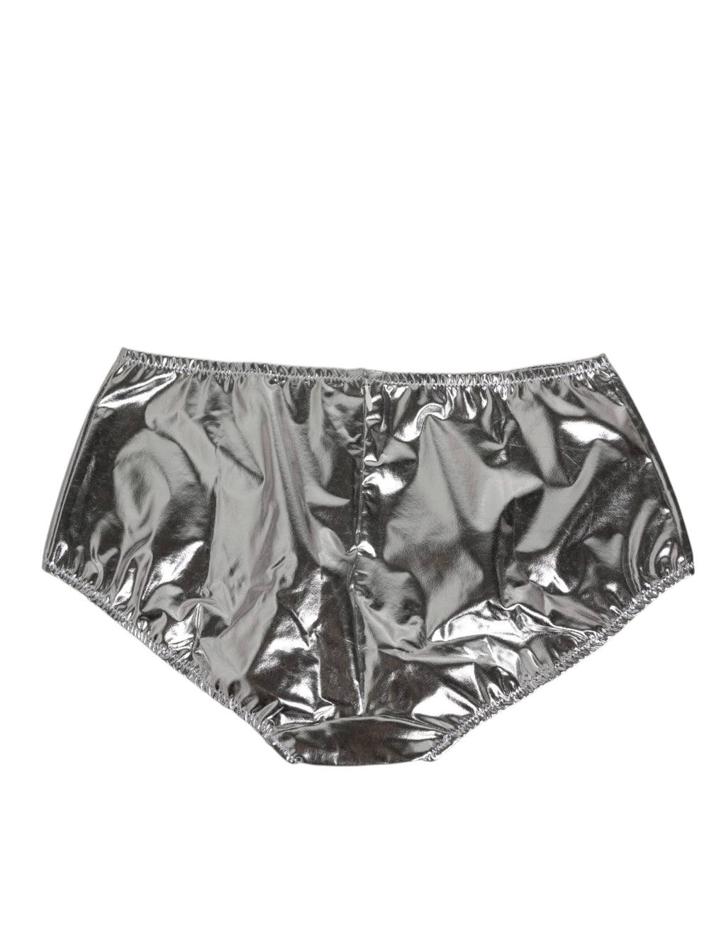 Silver Metallic High Waist Bikini Bottom Women  Underwear