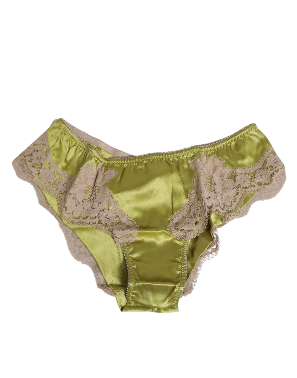Green Silk Satin Lace Trim New Slip Underwear