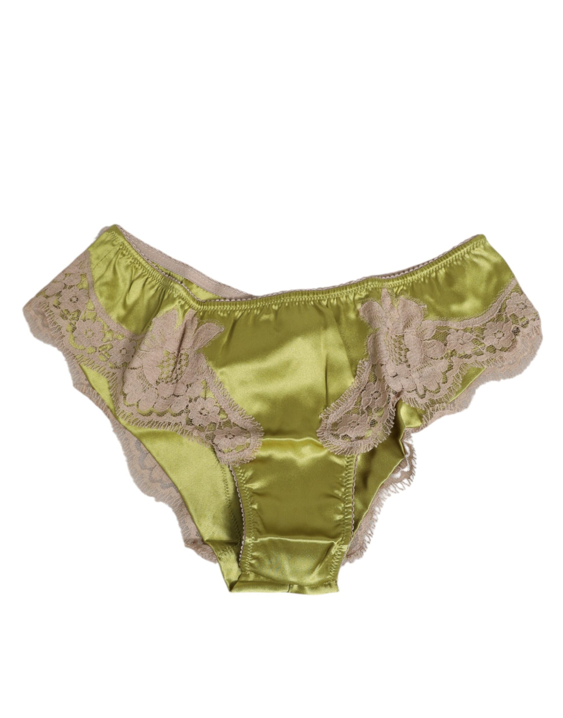 Green Silk Satin Lace Trim New Slip Underwear