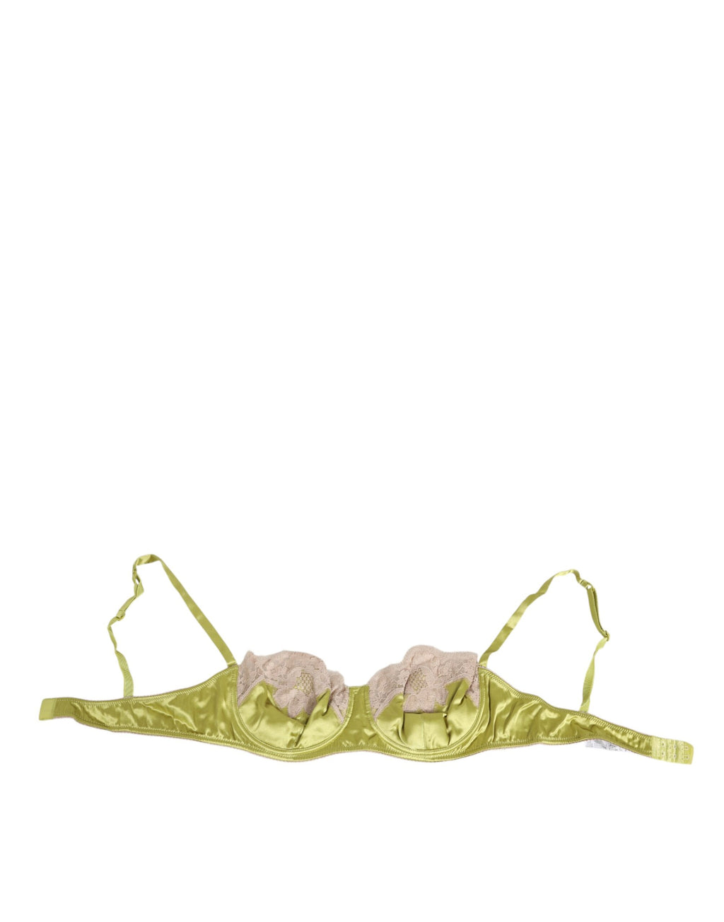 Lime Green Silk Satin Lace Padded Balconnet Underwear