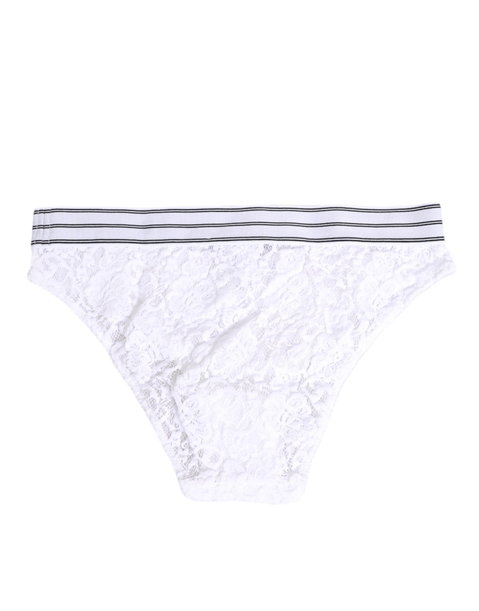 White Lace Slip Brief Logo Waistband Underwear