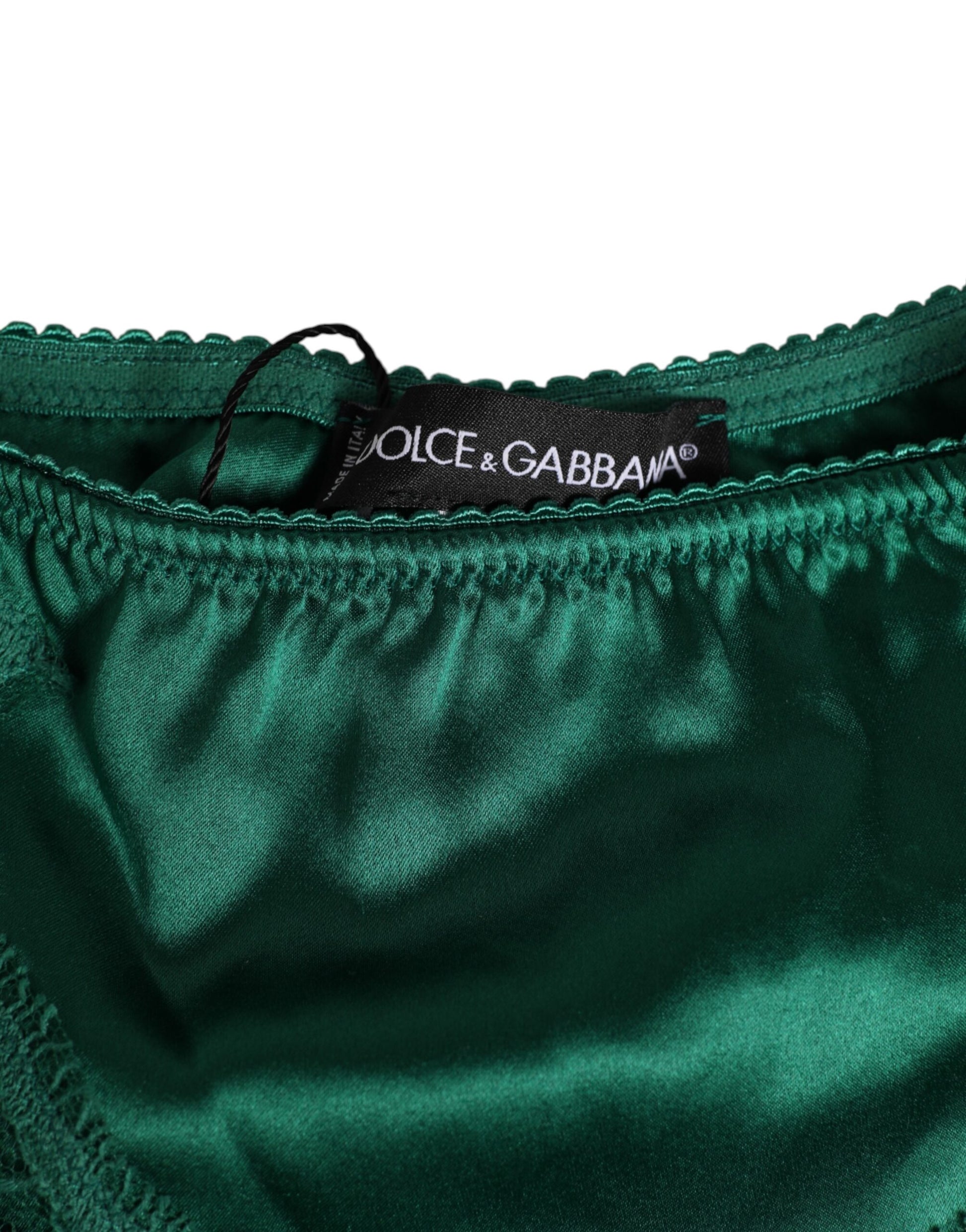 Green Satin Lace Briefs Women Underwear