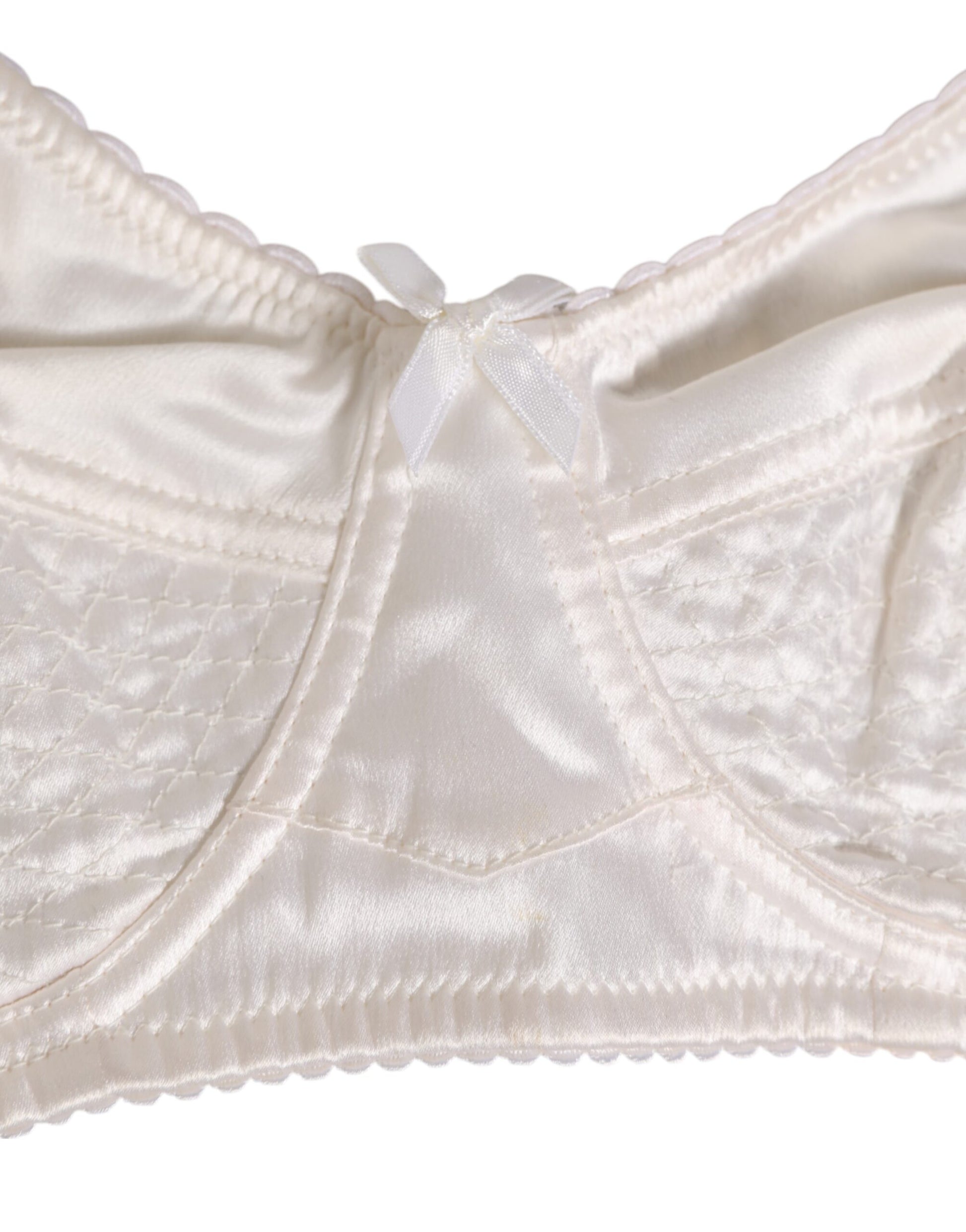 White Silk Satin Soft Cup Lingerie Bra Underwear
