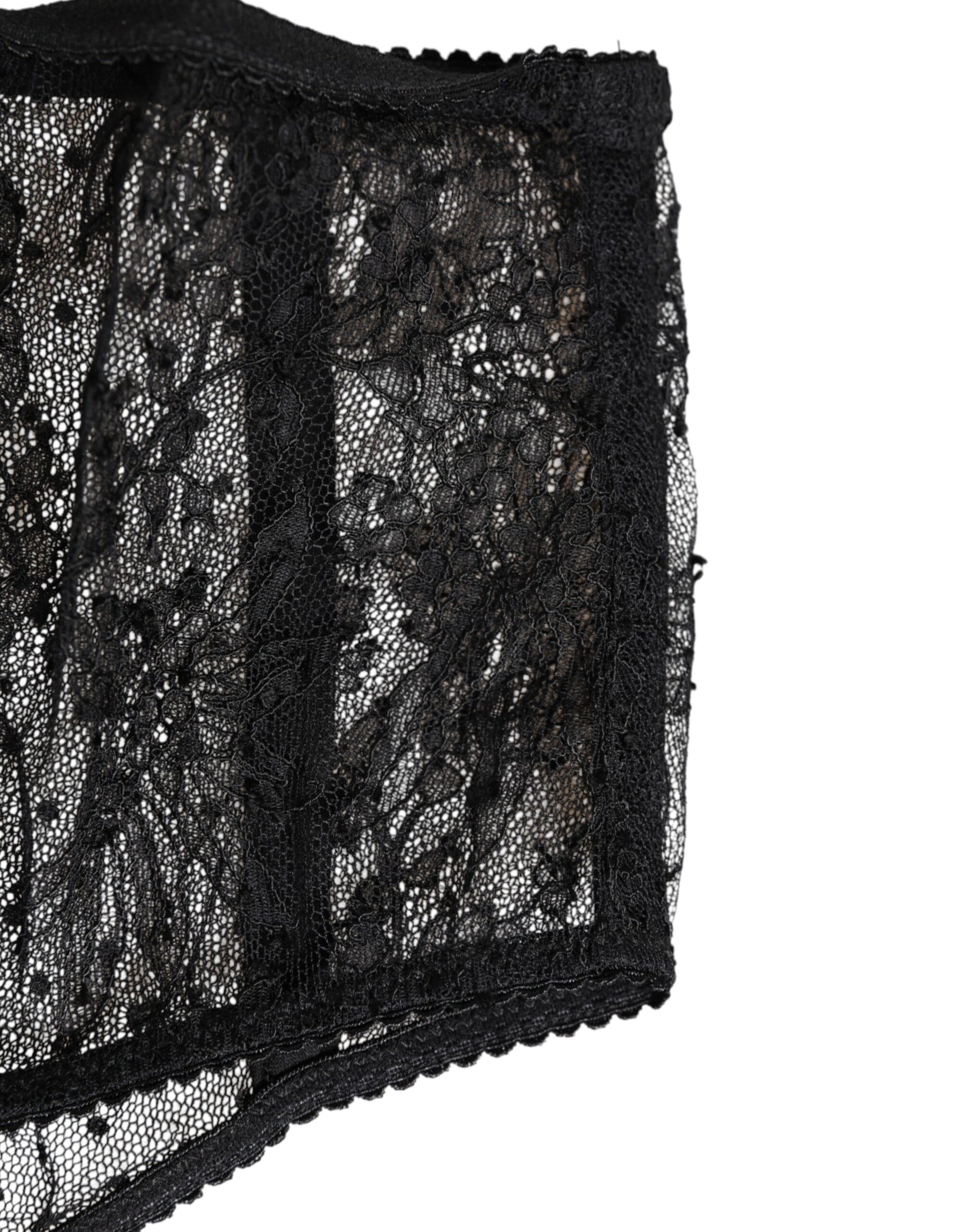 Black Lace Polka Dot Mesh High Waist Underwear