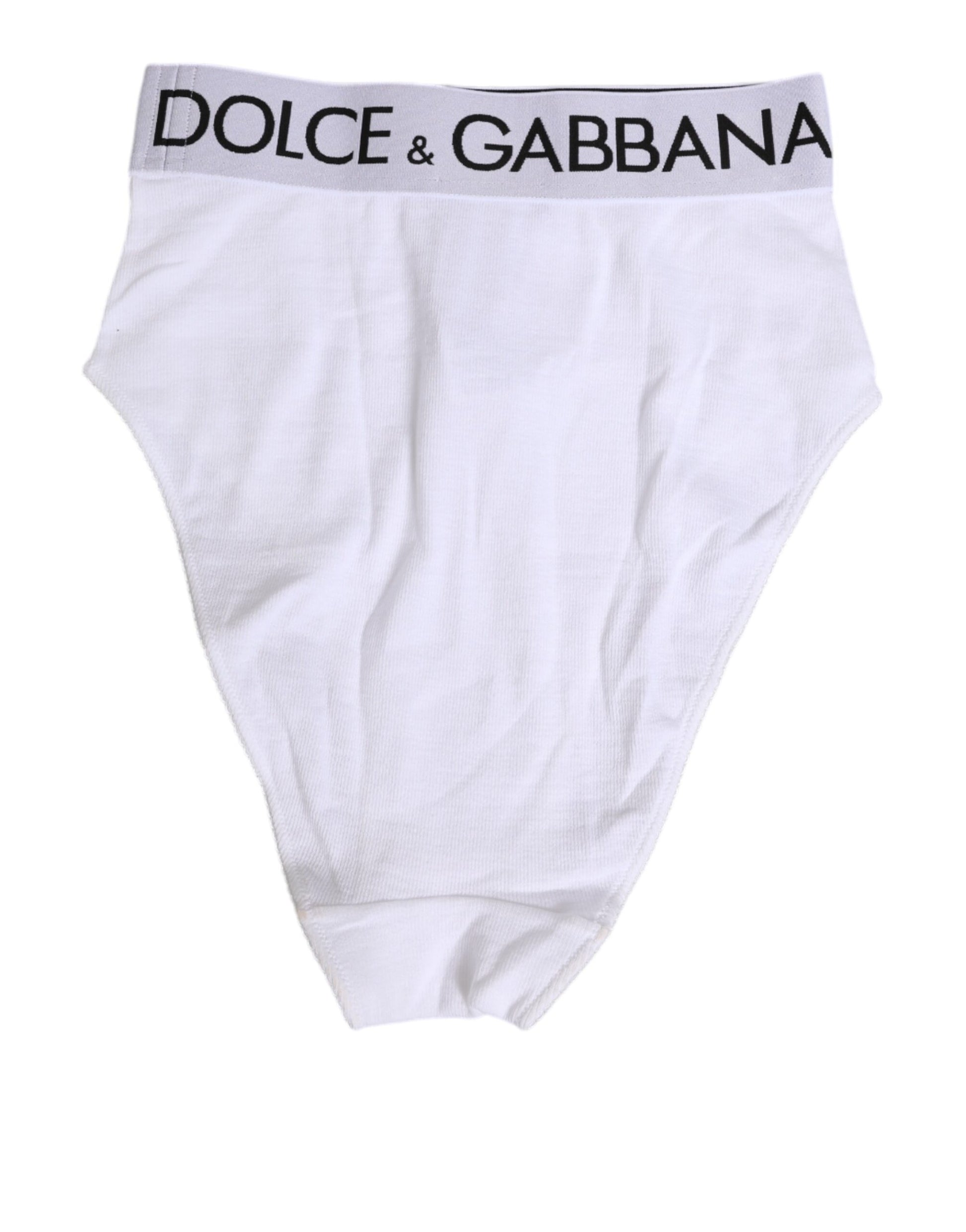White Cotton Elastic DG Logo Waistband  Underwear