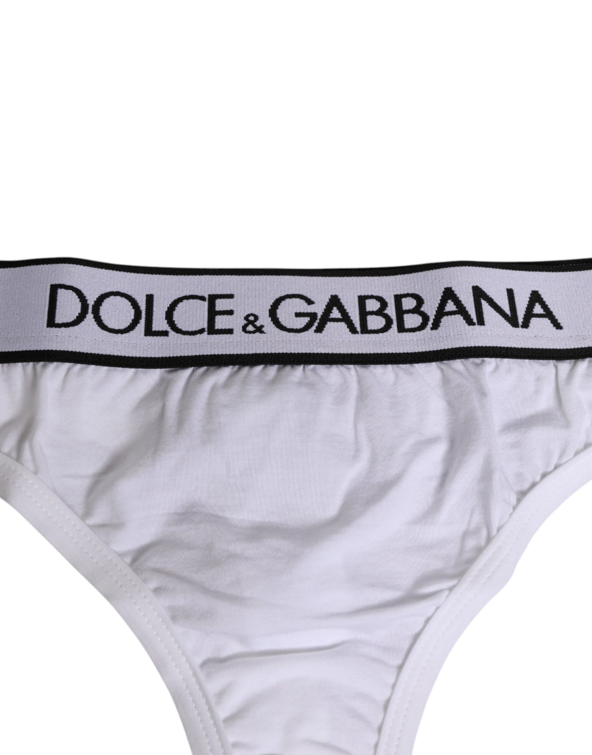 White Logo Waistband Modal Cotton Thong  Underwear