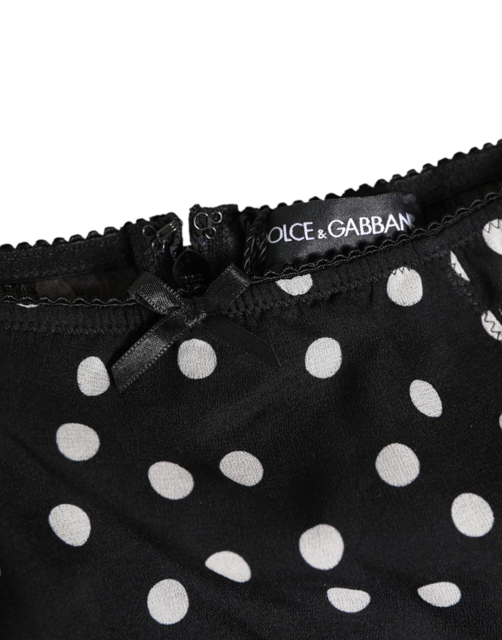 Black White Polka Dot Silk Slip Panty Underwear