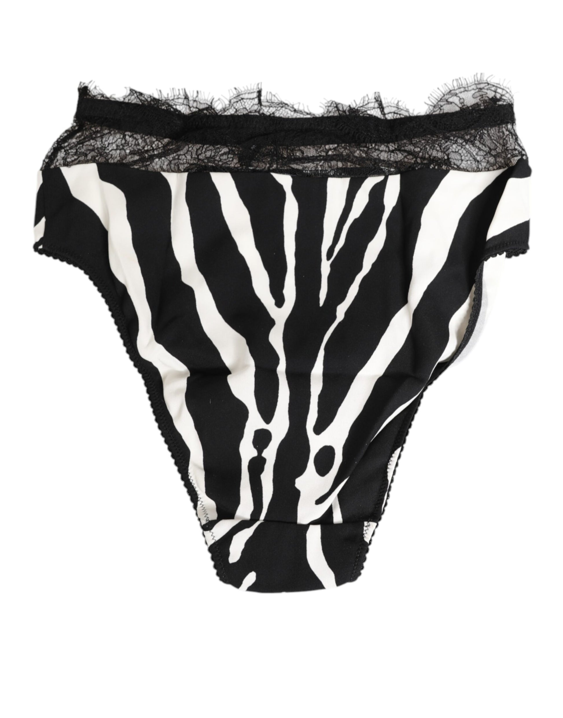Black White Zebra Print Lace Trim High Underwear