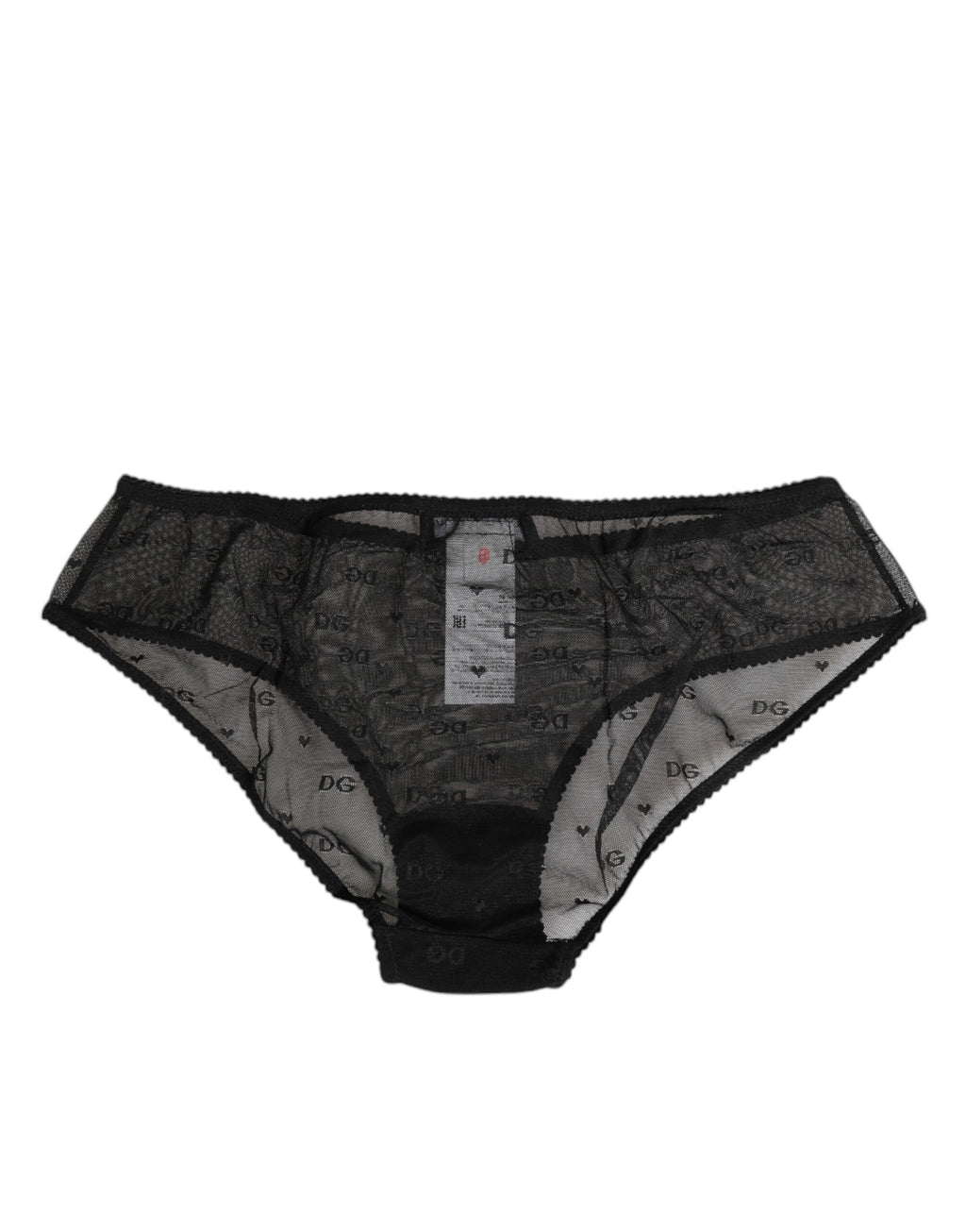 Black Sheer Mesh Lace Polka Dot Logo Underwear