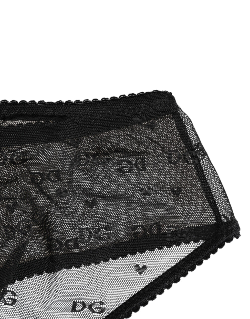 Black Sheer Mesh Lace Polka Dot Logo Underwear