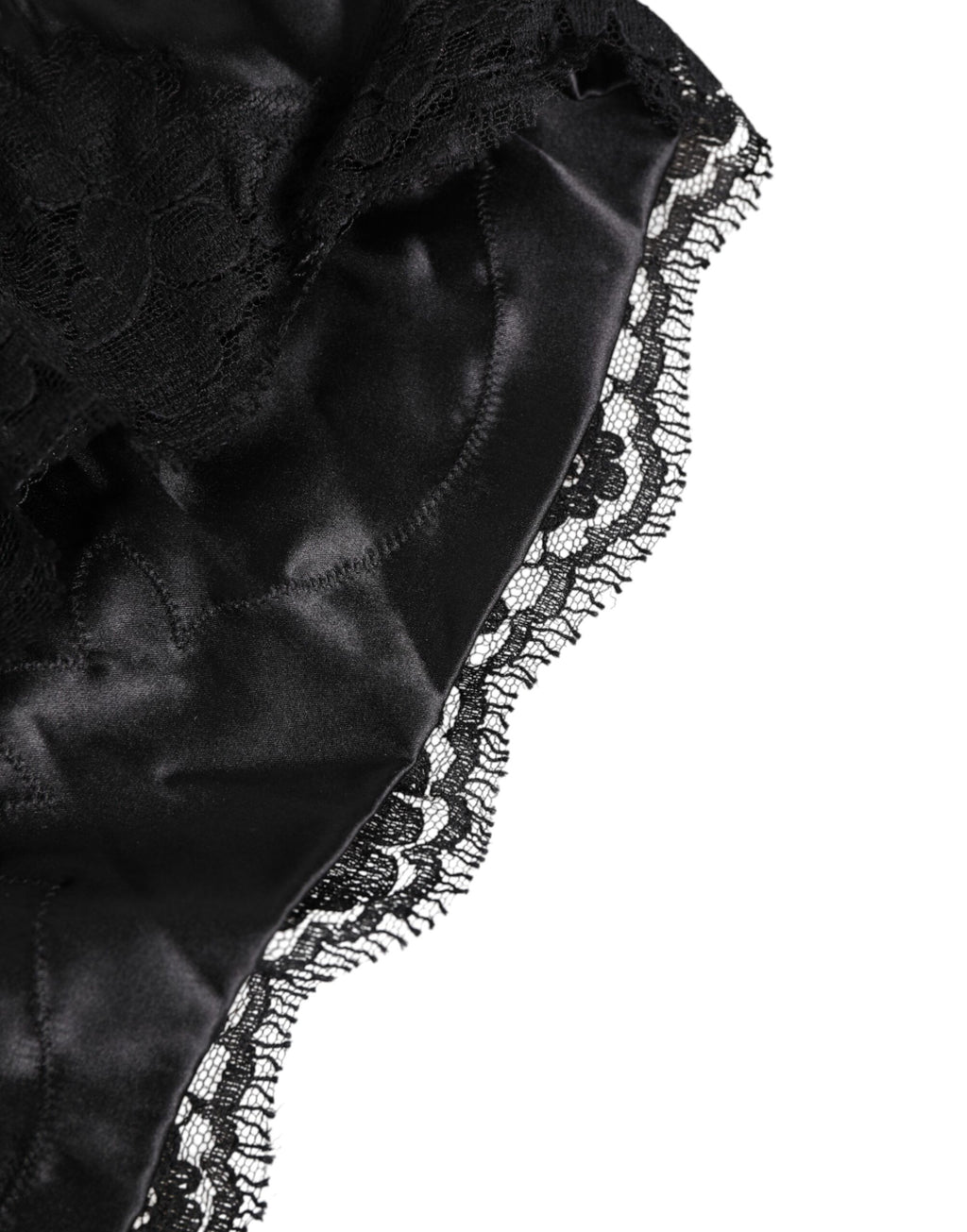 Black Silk Satin Lace Trim Panty  Underwear