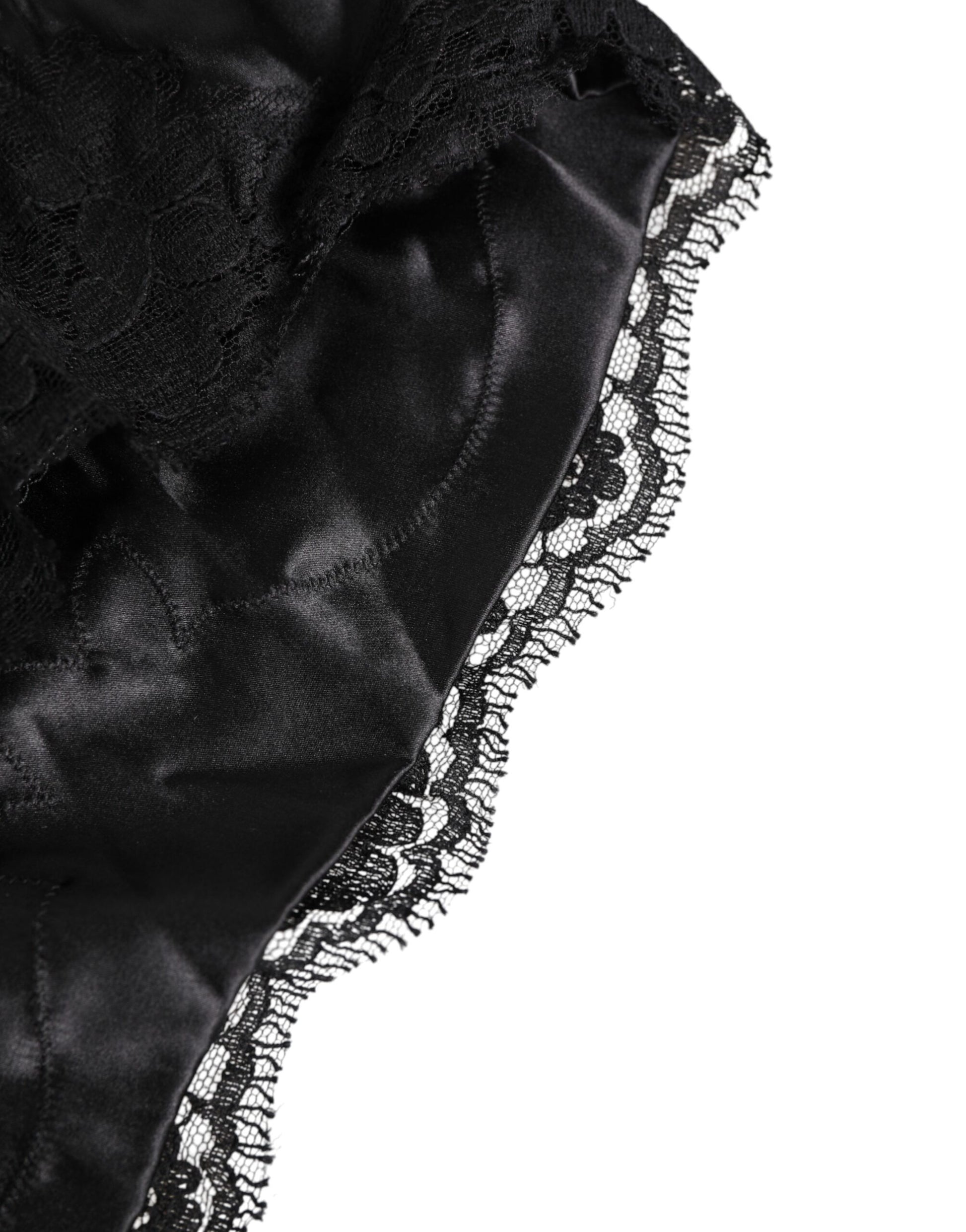 Black Silk Satin Lace Trim Panty  Underwear