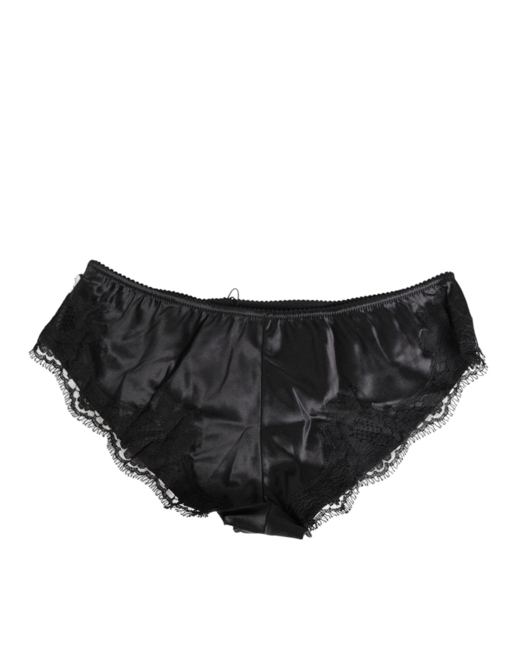 Black Silk Satin Lace Trim Panty  Underwear
