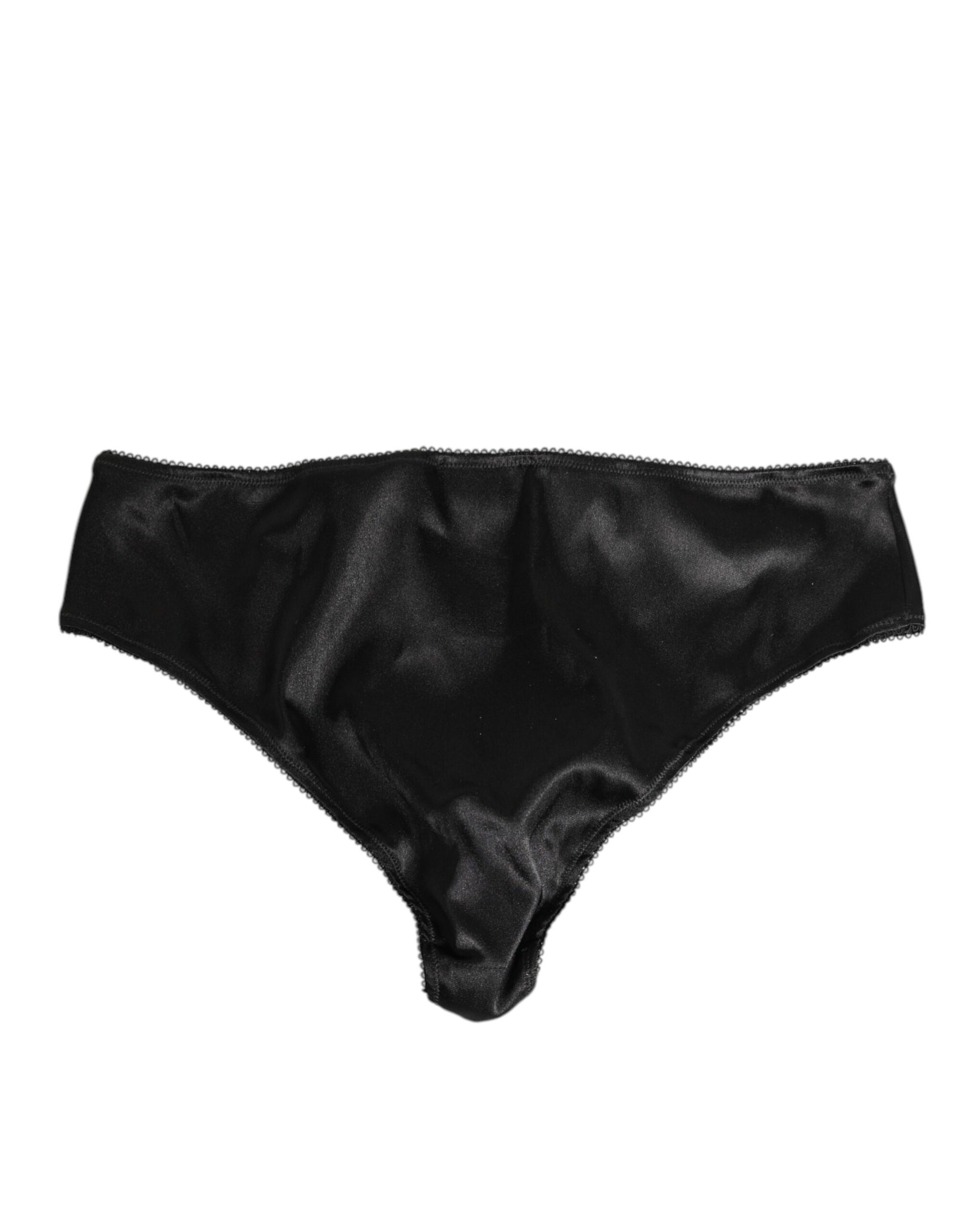 Black Satin Stretch Slip Brief Women Underwear