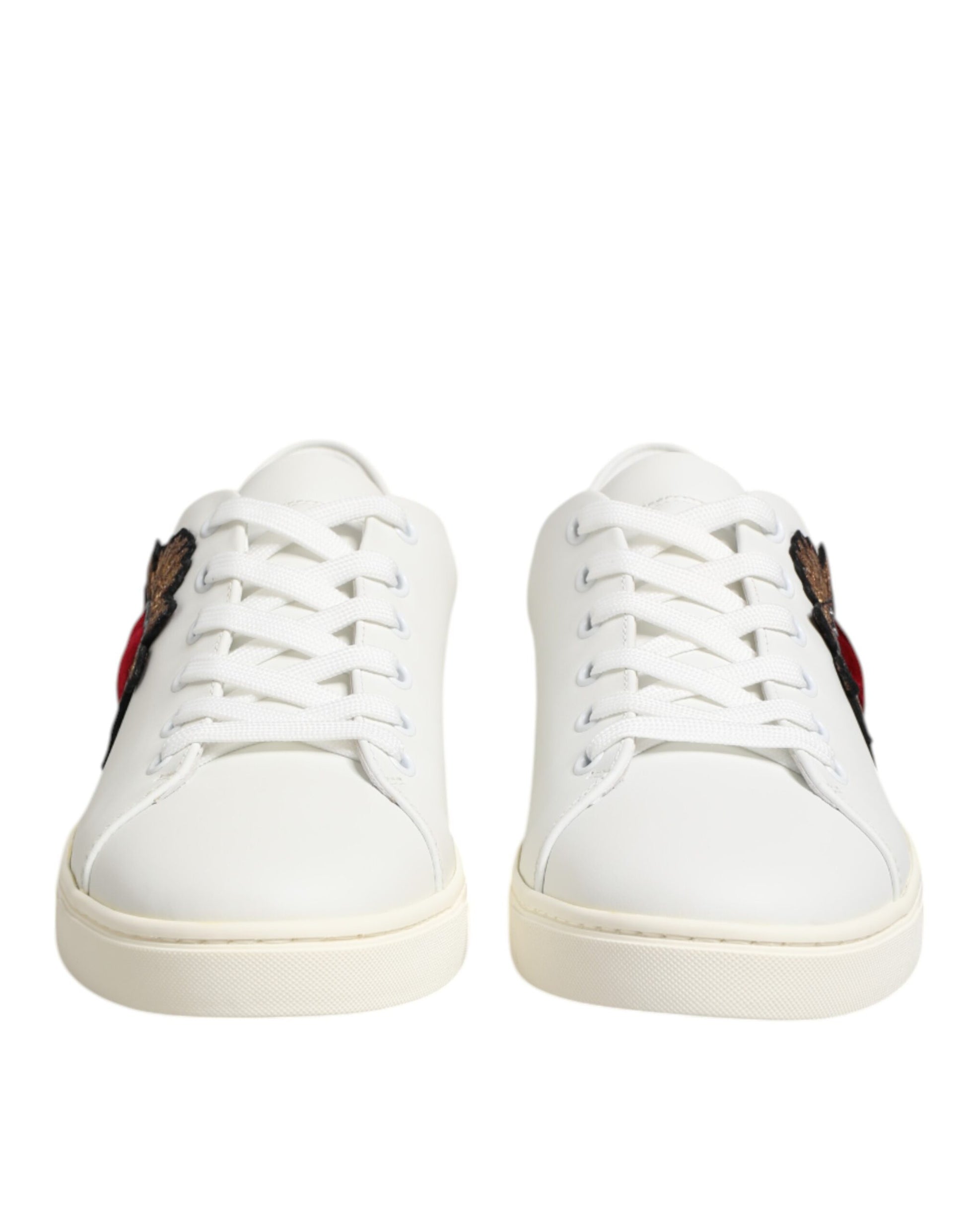 White Leather Sacre Heart Patch Sneakers  Shoes
