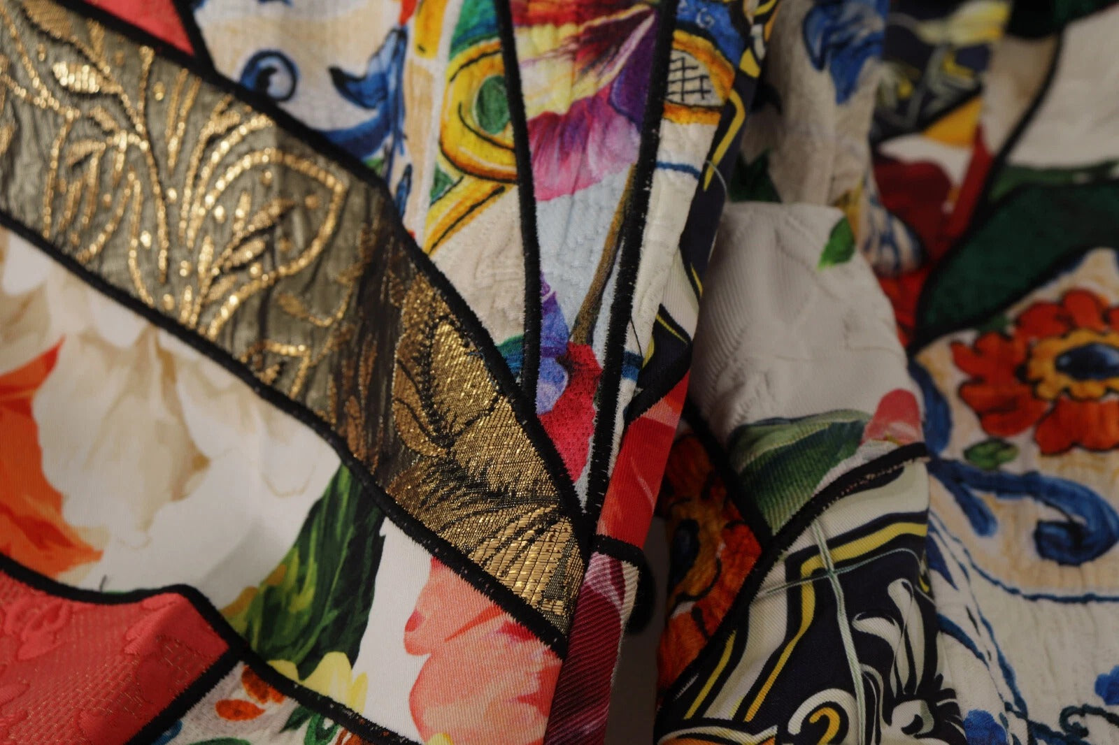 Multicolor Patchwork Jacquard High Waist Pants