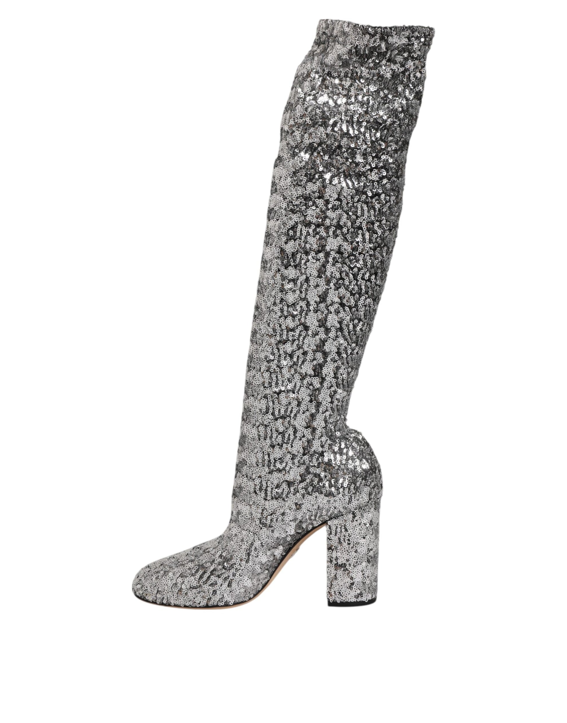 Shoes Silver Sequins Glitter High Heel Boot Shoes