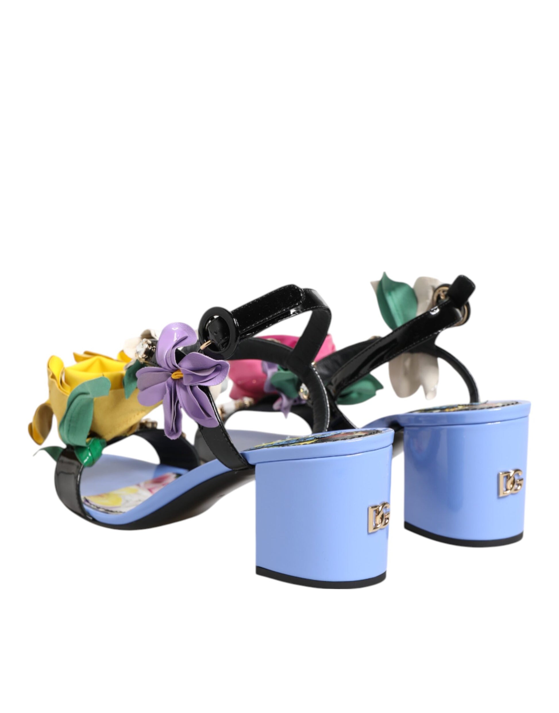 Multicolor Floral Appliqué Crystal Sandal Shoes