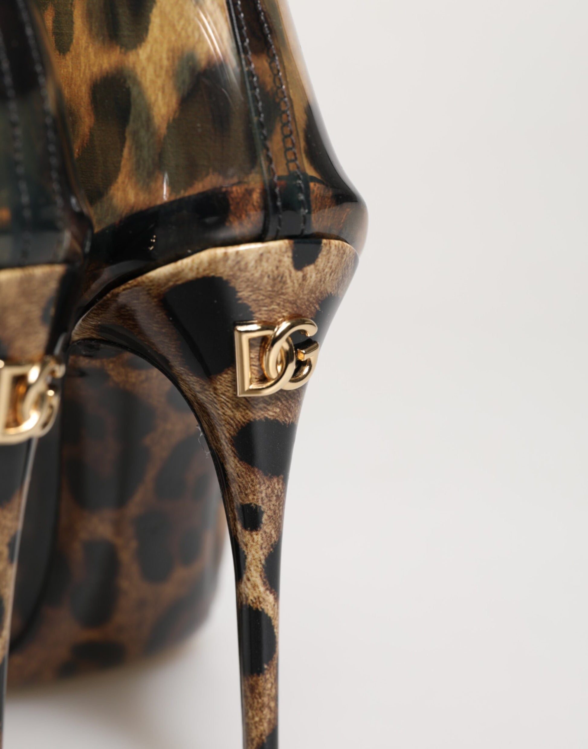 Leopard Print PVC Pointed Toe Boots Shoes