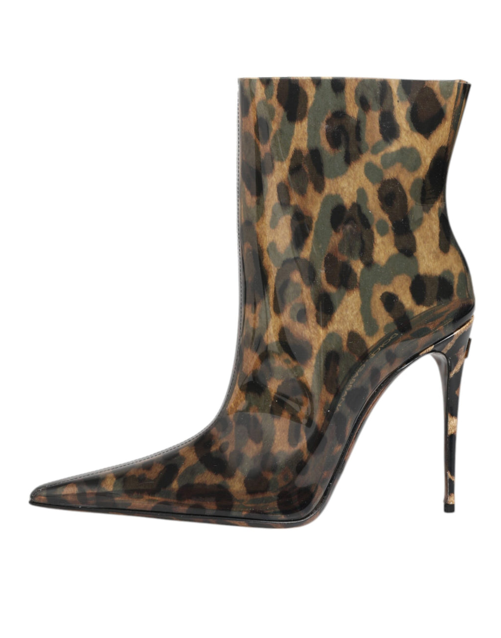 Leopard Print PVC Pointed Toe Boots Shoes