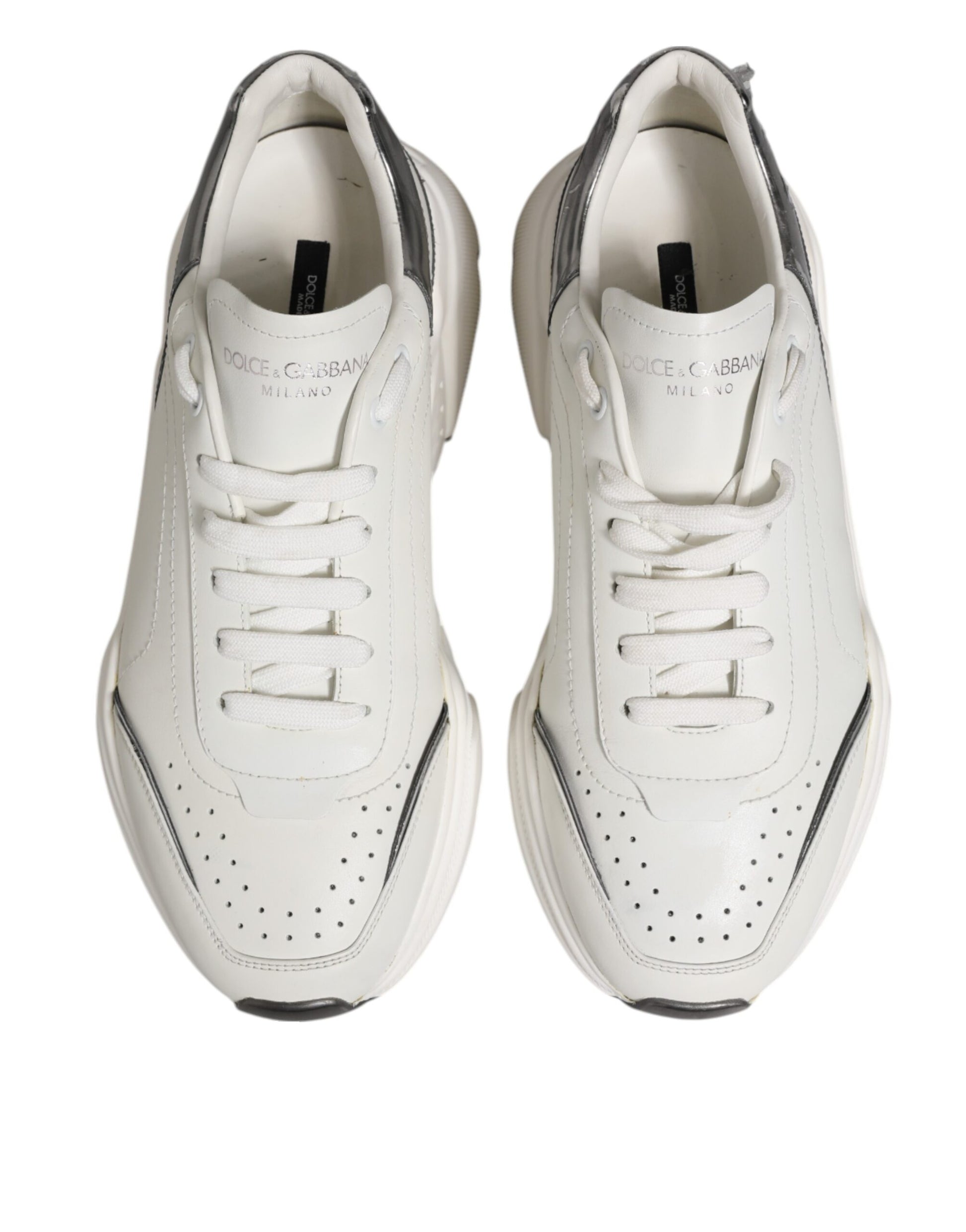 White Silver DAYMASTER Leather Men Sneakers Shoes