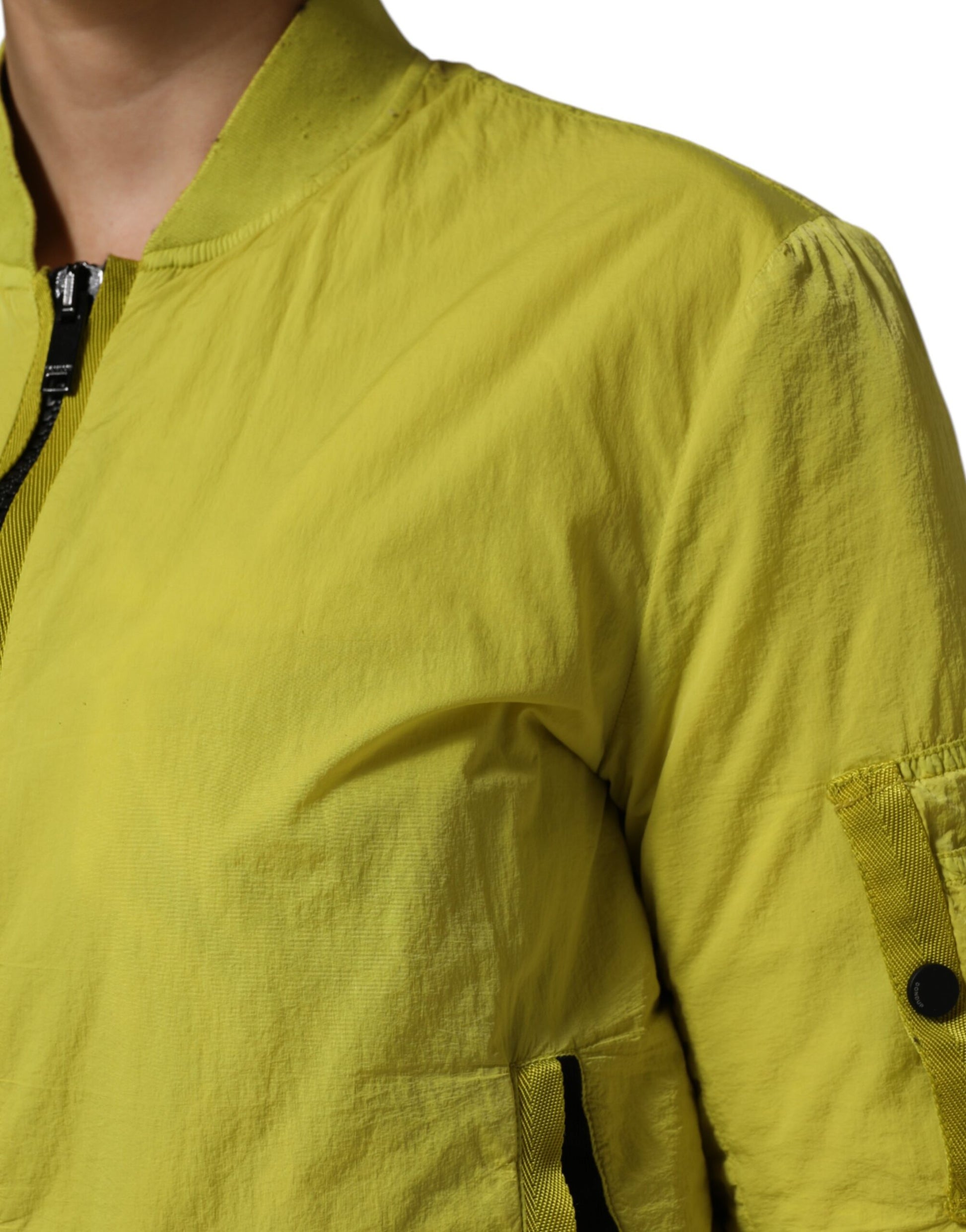Yellow Polyamide Zipper Bomber Women’s Jacket