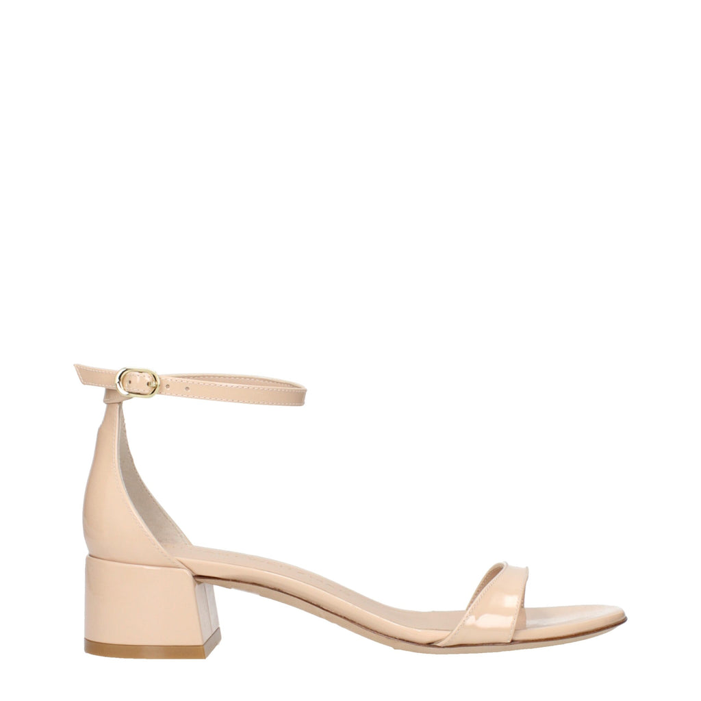 Beige Leather Flat Sandals