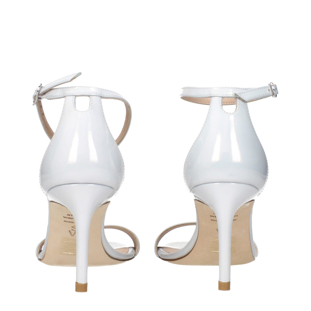 White Leather Stiletto Heel Sandals
